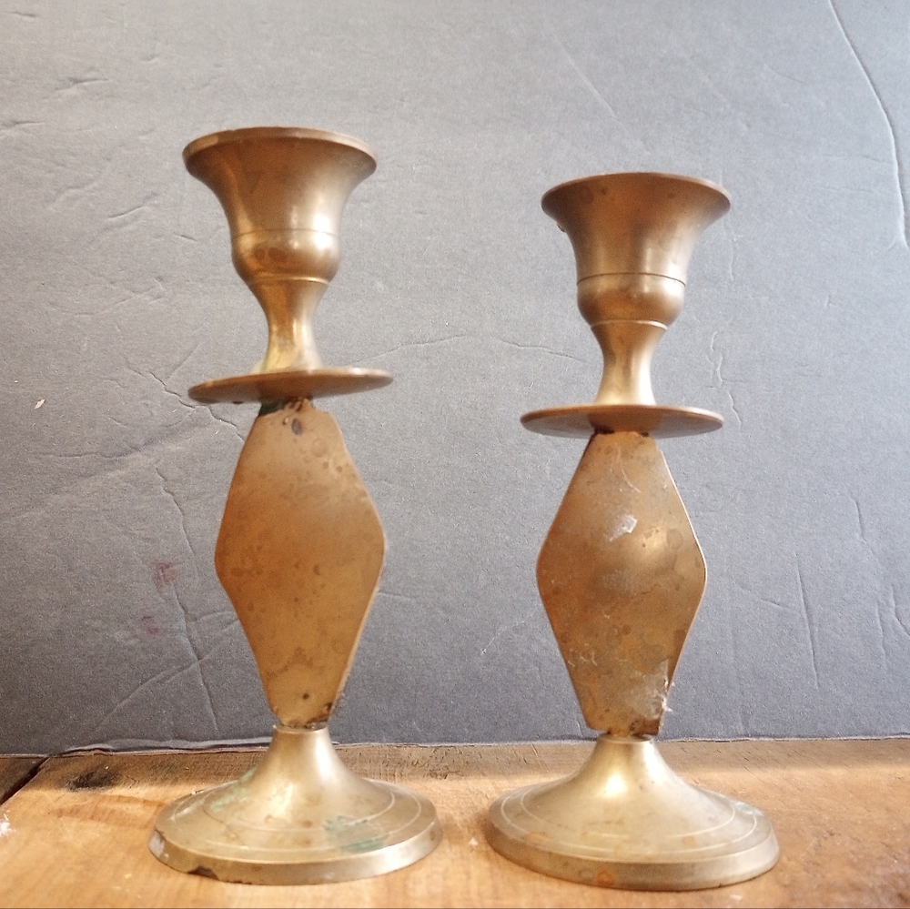 Vintage Brass Tapper Candle Holders